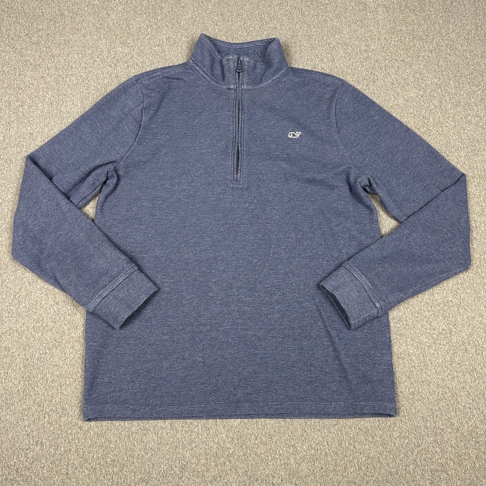 Vineyard Vines Boys Saltwater Quarter Zip Pullover Sweater Blue XL Whale Logo